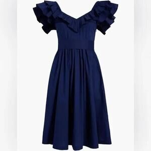 Hill House The Ava Nap Dress Navy Blue Cotton Blend Smocked Size Small NWT